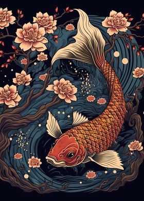 Beautiful Goldfish swimmin' Poster, picture, metal print, paint by MAD  SPACE