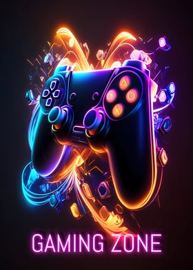 Gaming Controller' Poster, picture, metal print, paint by MaluBobo