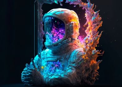 Astronaut in galaxy helmet