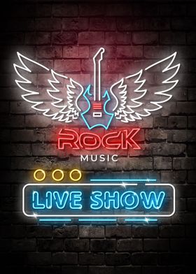 Rock Music Live Show Neon