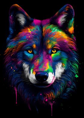 Colorful Wolf Portrait 6