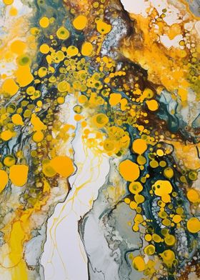 Yellow Fluid Art Abstract