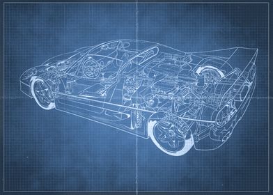 Ferrari F50 Aged Blueprint