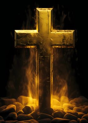 Golden Christian Cross Poster for Sale by FerraraMedia