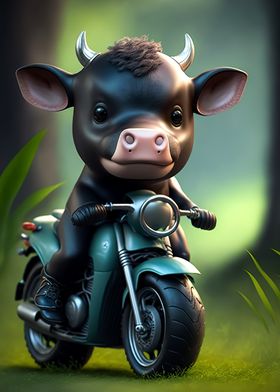 Cute Cow  Riding a bike