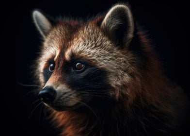 Raccoon black background