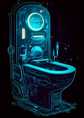 Toilet Cyberpunk Cartoon