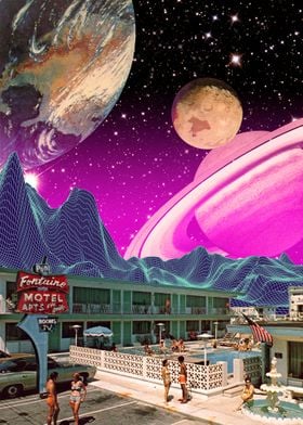 Synthwave space retro