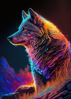 Neon Mountain Wolf