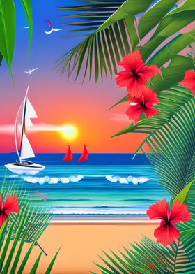 Tropical Beach Scene 