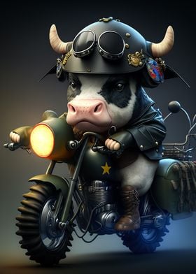 Cute Cow  Riding a bike