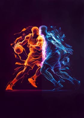Abstract basketball match
