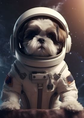 Shih tzu dog in spacesuit