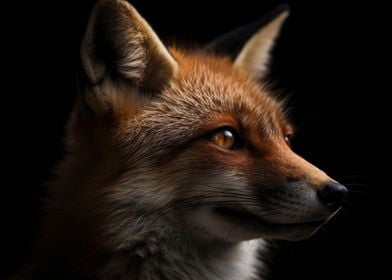 Red Fox black background