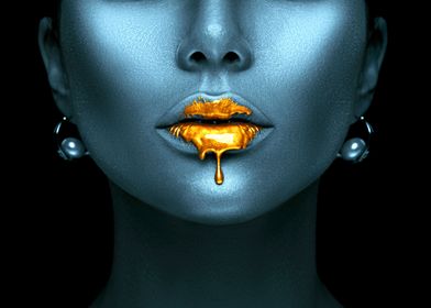 Blue Face Gold Lips