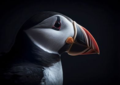 Puffin black background