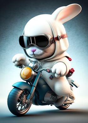 Cute Bunny Riding a bike