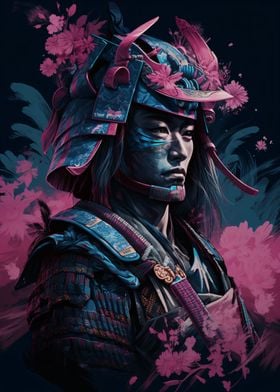 Samurai in Blue and Pink