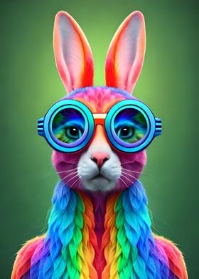 Retro Rainbow Rabbit