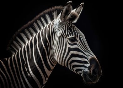 Zebra Portrait Black