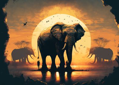 elephant sunset 