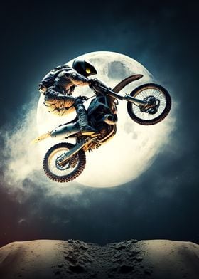 Astronaut riding motorbike