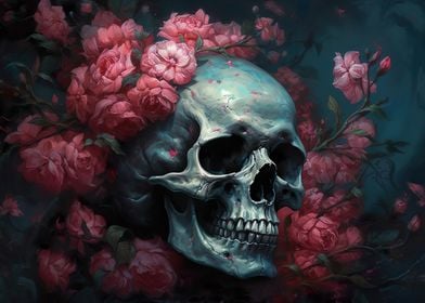 Skull in Roses