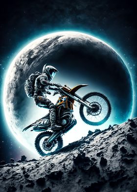 Astronaut riding motorbike