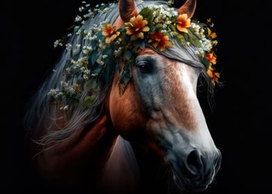 Horse with flowers