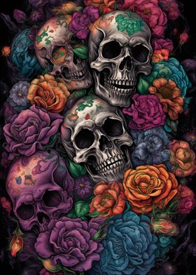 Skull and Roses Skull Rose