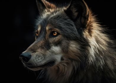 Wolf Portrait Black