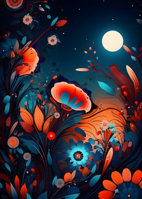Flowers and the moonlight