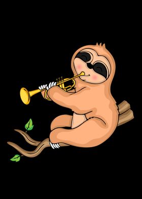 Trumpet Player Sloth Gift 