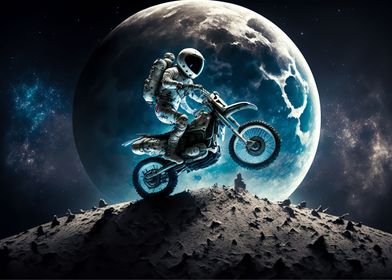 Astronaut riding motorbike