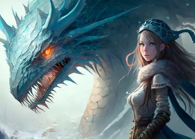 ice fairy with her dragon