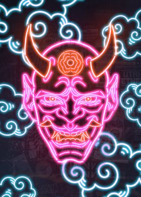 Neon Hannya Mask Japanese