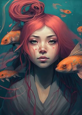 koi fish girl