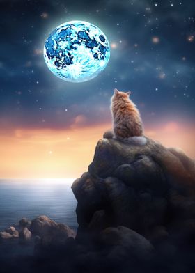 Derpy Cat Under The Moon