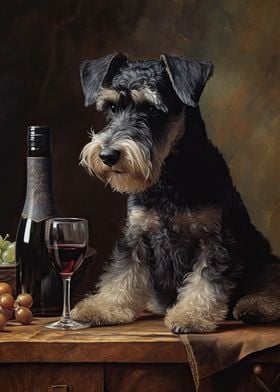 Schnauzer Enjoying Wine 