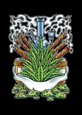 Weeds Bong Illustration