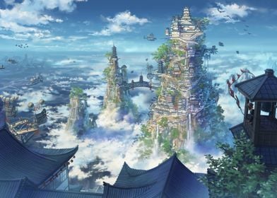 Anime city in sky