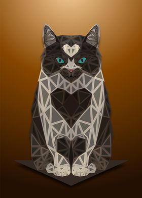 Cat Lowpoly Engraved