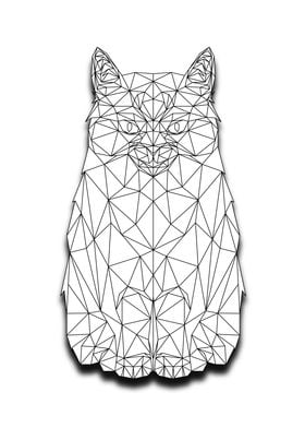 Cat Lowpoly Wireframe