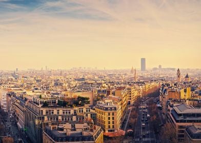 Paris sunset cityscape