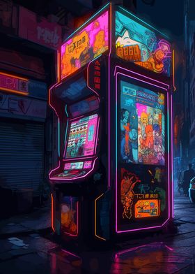 Cyberpunk Arcade Gaming