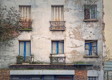 Abandoned building facade