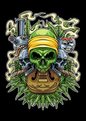 3 Skull Weeds Illustration