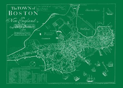 Boston green vintage map