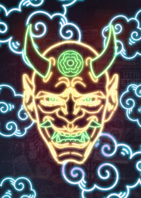 Neon Hannya Mask Japanese