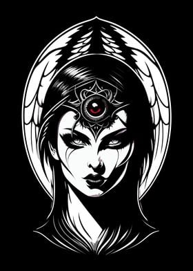 Dark Angel Woman Face Art